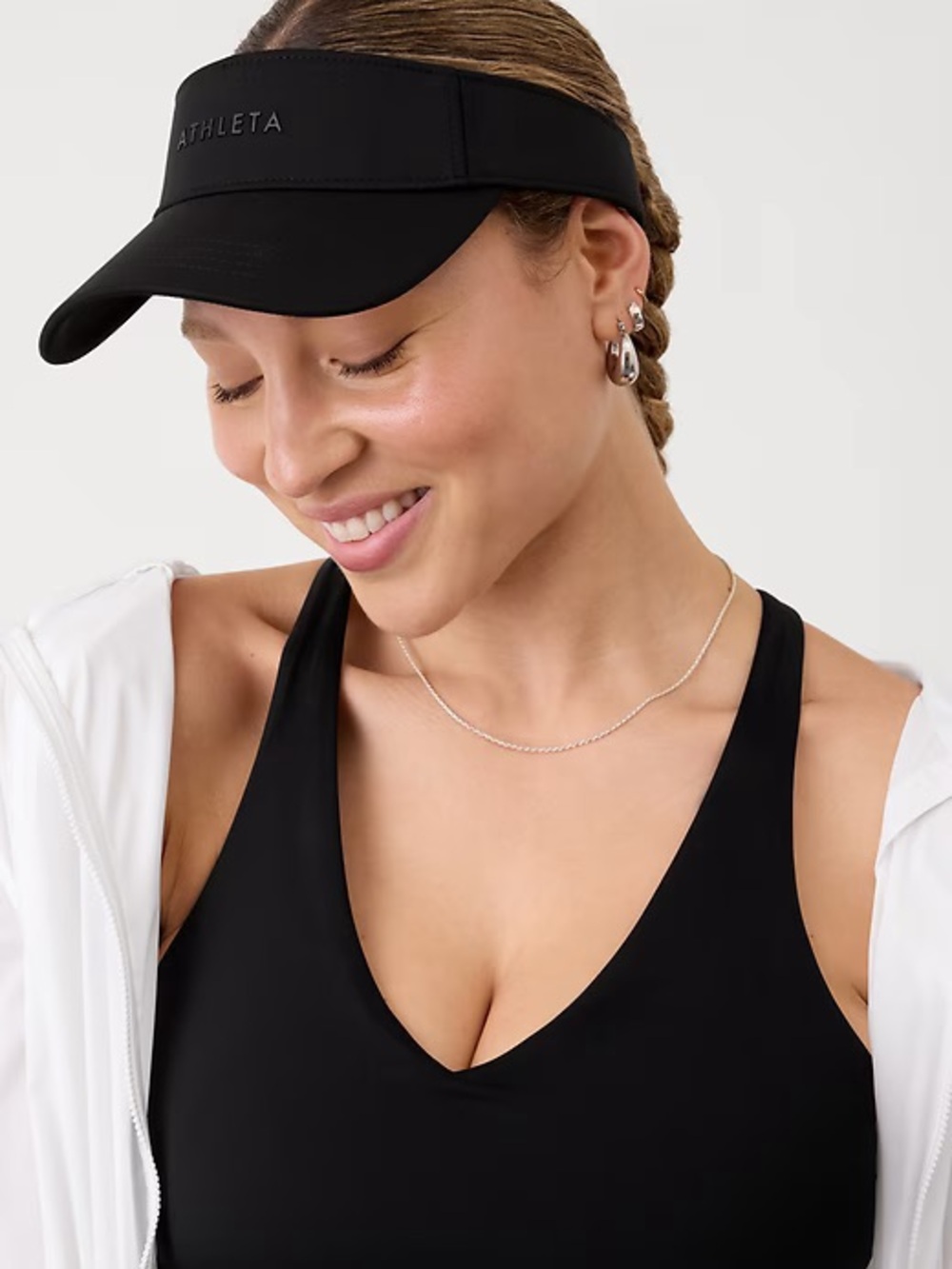❤️‍🔥BOGO FREE NWOT Athleta Crosscourt Sporty Black Athletic Visor Hat Adjustabld